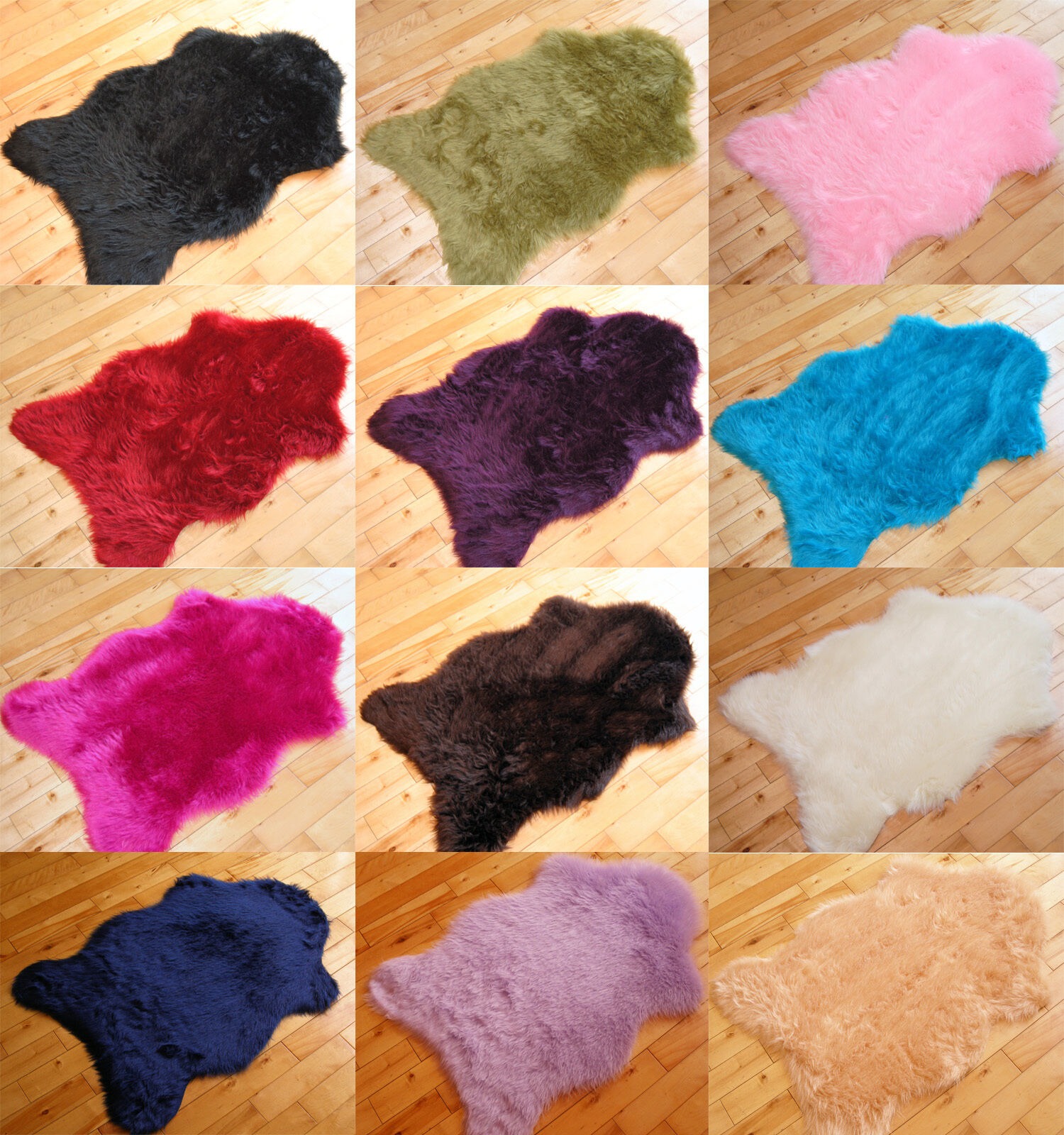 Soft Sheepskin Plain Fluffy Skin Faux Fur Fake Rug Cheap