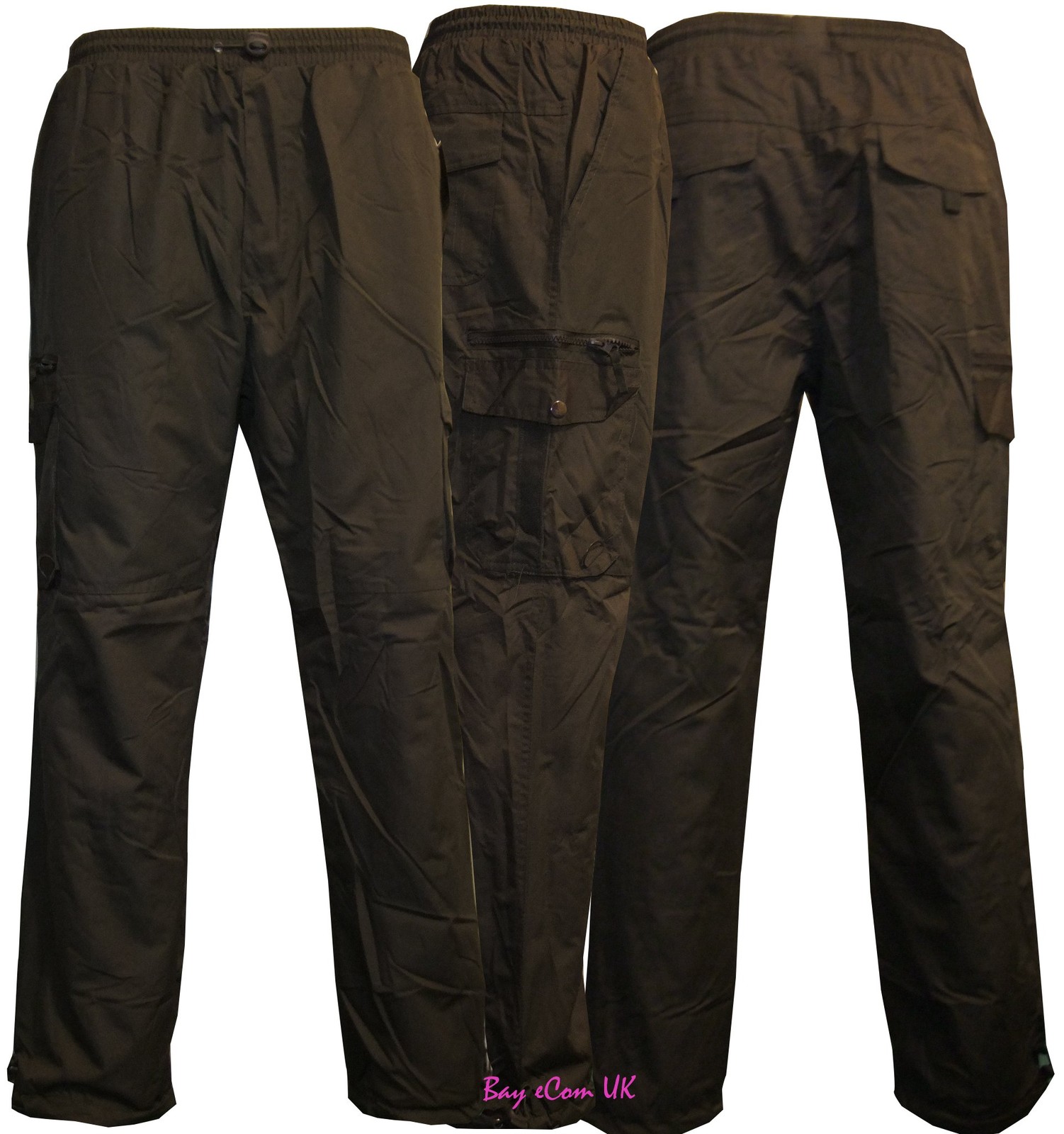 Mens Elasticated Fleece Lined Thermal CargoCombat Trousers Pants Fishing Hunting | eBay