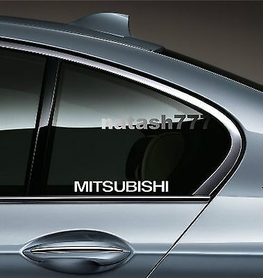 2 - MITSUBISHI Sport Racing Decal sticker emblem logo WHITE