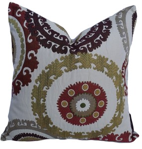 Taraz Teak RED Brown Beige Suzani Retro Designer Decorative Pillow Cushion Cover eBay