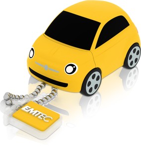 CLE USB 8GO EMTEC FIAT 500 JAUNE / stick clef flash drive