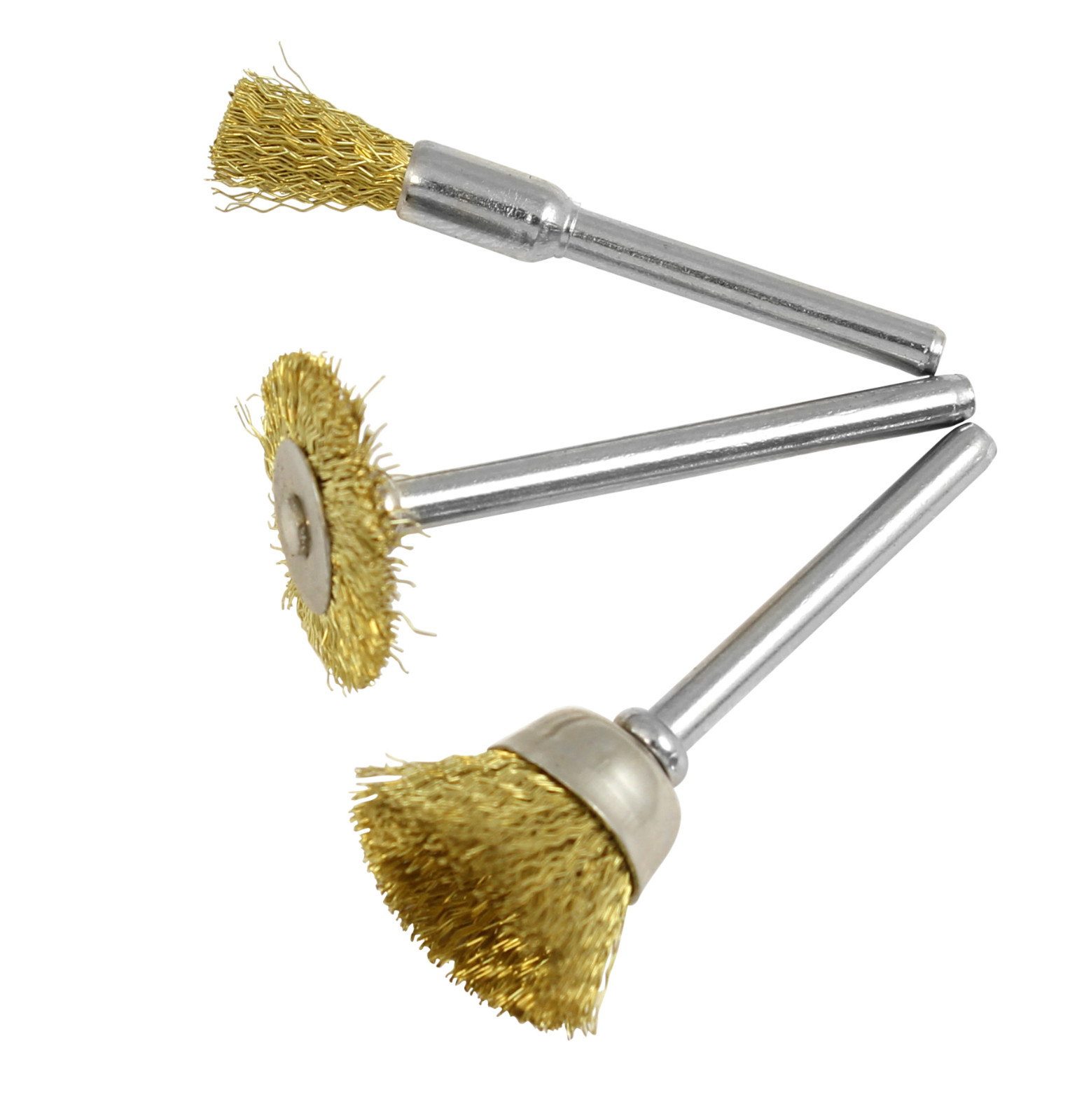 3 pc Brass Wire Wheel Brush Set 1/8” Mandrel fits Dremel & Rotary Tools