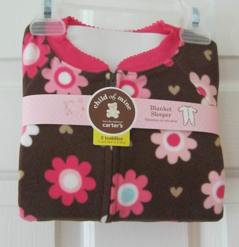 NWT-TODDLER-GIRLS-PINK-FLORAL-CARTERS-BLANKET-SLEEPER-SIZE-3T