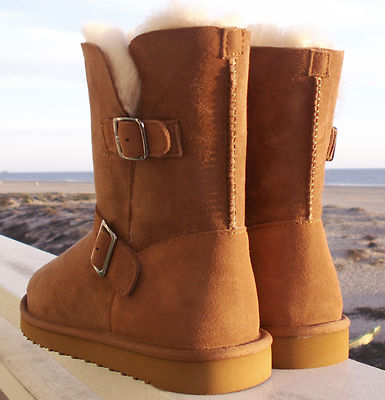 Pre-owned Martini Original  Australian Sheepskin Cozy Boot Ladies Size 8 In Tan