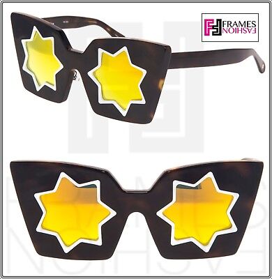 Pre-owned Linda Farrow Markus Lupfer  Star Tortoise Orange Mirrored Ml10 Cat Eye Sunglasses