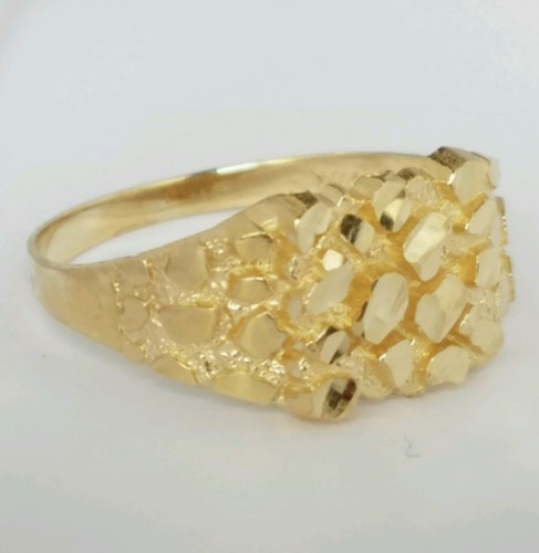 Pre-owned Handmade Men's 14k Yellow Gold Nugget Ring Size 8 8 10 11 In White