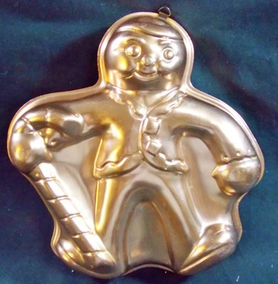 Vintage Gingerbread Man w/Candy Cane Cake Pan Jello Mold Copper Color home Decor