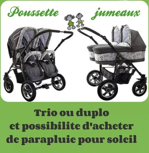 Jumeaux"Freestyle"3EN1 OU 2EN1 Berceau Siege Auto Parapluie