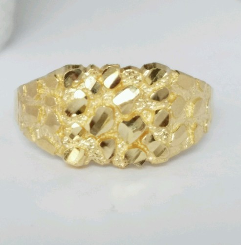 Pre-owned Handmade Men's 14k Yellow Gold Nugget Ring Size 8 8 10 11 In White