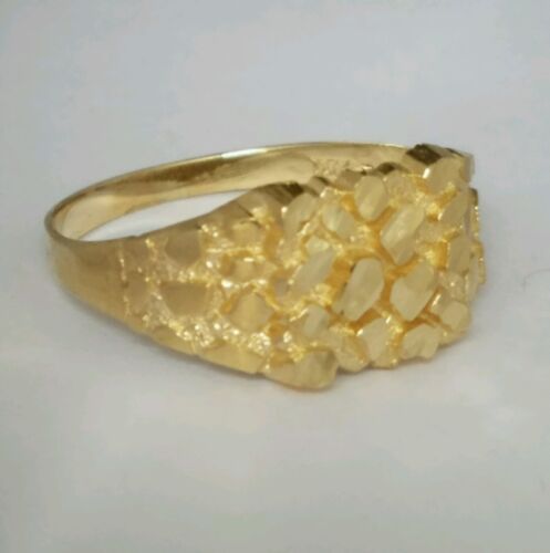 Pre-owned Handmade Men's 14k Yellow Gold Nugget Ring Size 8 8 10 11 In White