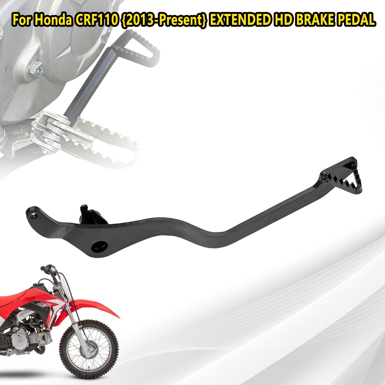 Black Extended Rear Brake Pedal Lever For Honda CRF110F CRF 110 13-2023 1" Lever