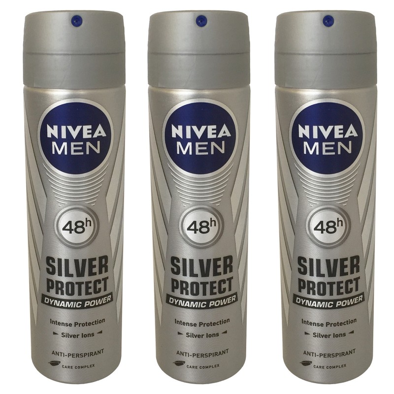 3 x Nivea Silver Protect Dynamic Powe for Men 150ml=5.07oz / Each