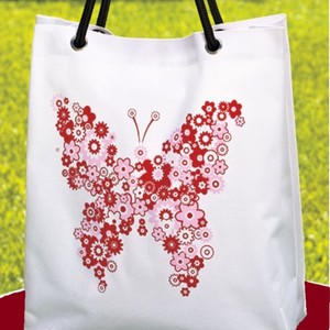 ... -CHANGING-COATED-CANVAS-TOTE-BAG-14-L-x-6-D-x-16-H-BUTTERFLY-WHITE