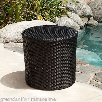 Outdoor Patio Furniture Black PE Wicker Barrel ...