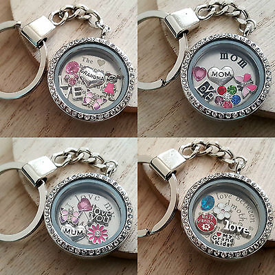 Personalised floating locket Keyring for mum nan -Birthday Mothers day Xmas gift