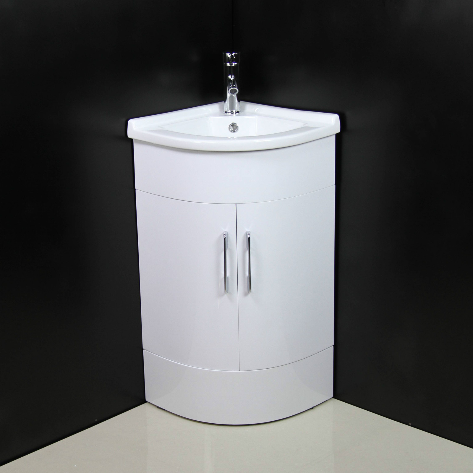 Vanity Unit Cabinet Bathroom Basin Sink Corner Cloakroom Floorstanding ...