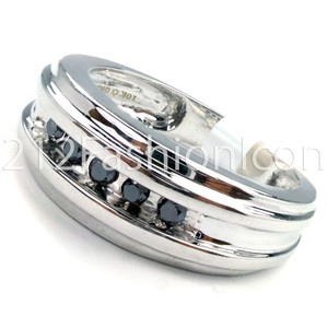 ... -Real-Black-Diamond-10K-White-Gold-Mens-Engagement-Wedding-Band-Ring