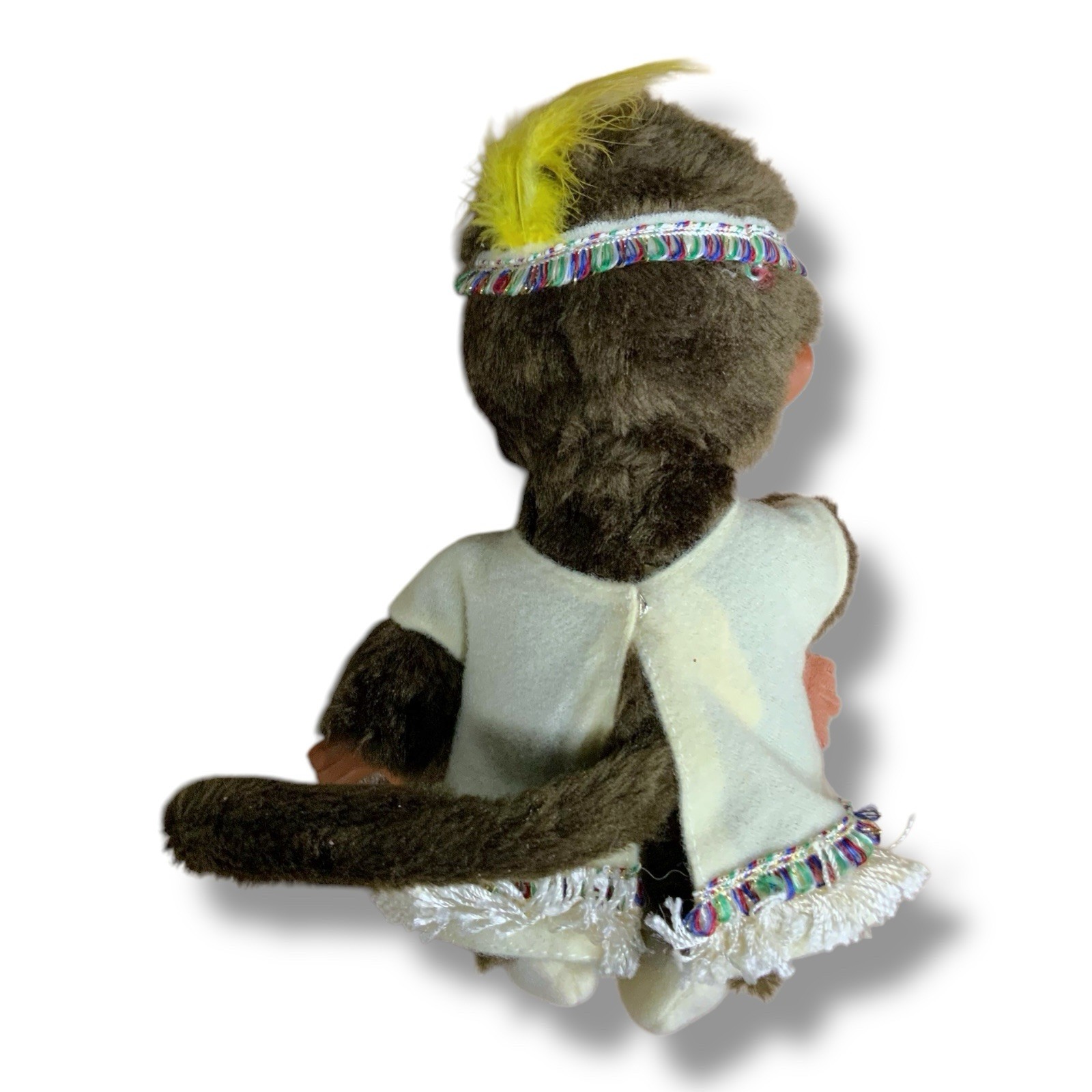 1974 Sekiguchi Monchhichi Pacifier  Sucking Monkey Pink Dress Vintage 8" Japan