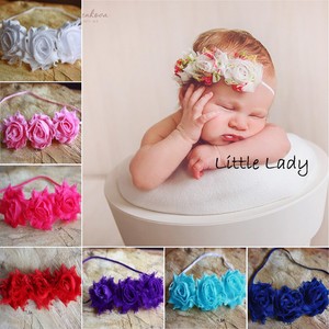 537 New baby christening headband uk 276 Baby Headband Soft Elastic Hair Band Shabby Flower Rose Christening   