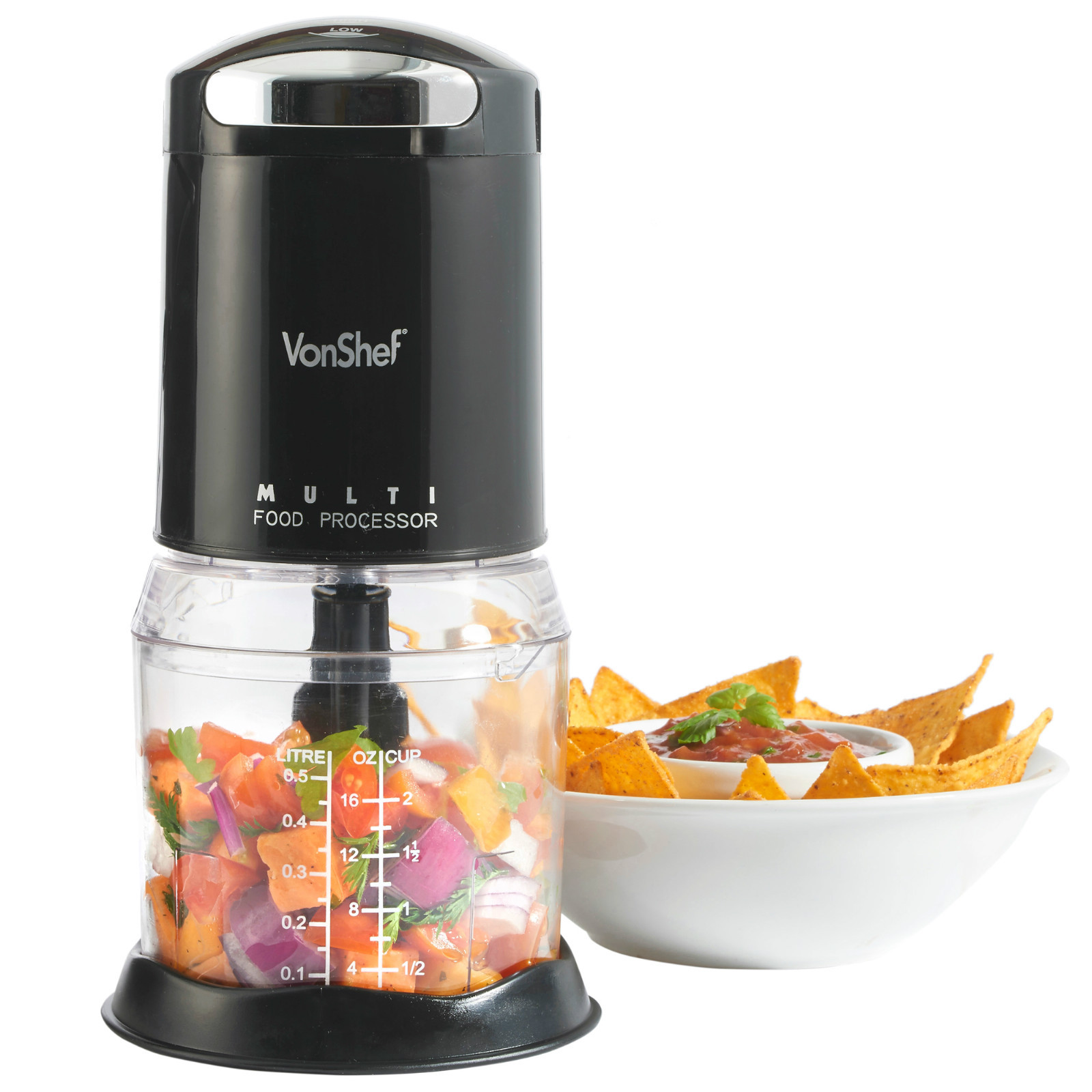 VonShef Food Chopper Processor Mini Electric Kitchen 250W Mixer Blender