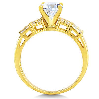 Pre-owned White Star Jewels 14k Solid Yellow Gold Cz Cubic Zirconia Solitaire Engagement Ring 1.0 Ct. In White/colorless