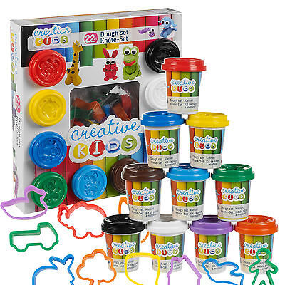 22 Piece Play Dough Craft Gift Set Tubs & Shapes Children Toys Xmas Hobby 