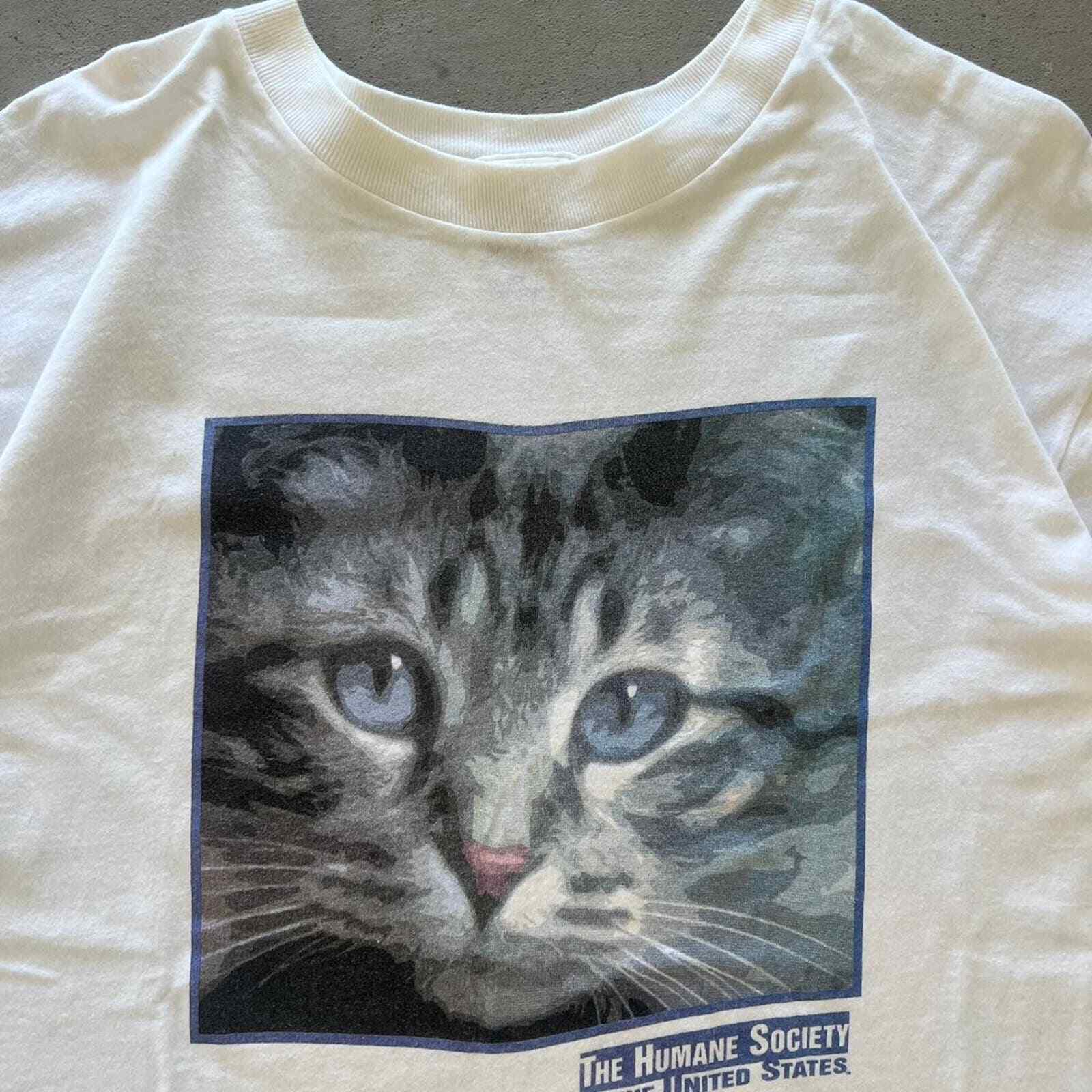 Vintage 90s Cat Face Animal Humane Society T-Shirt