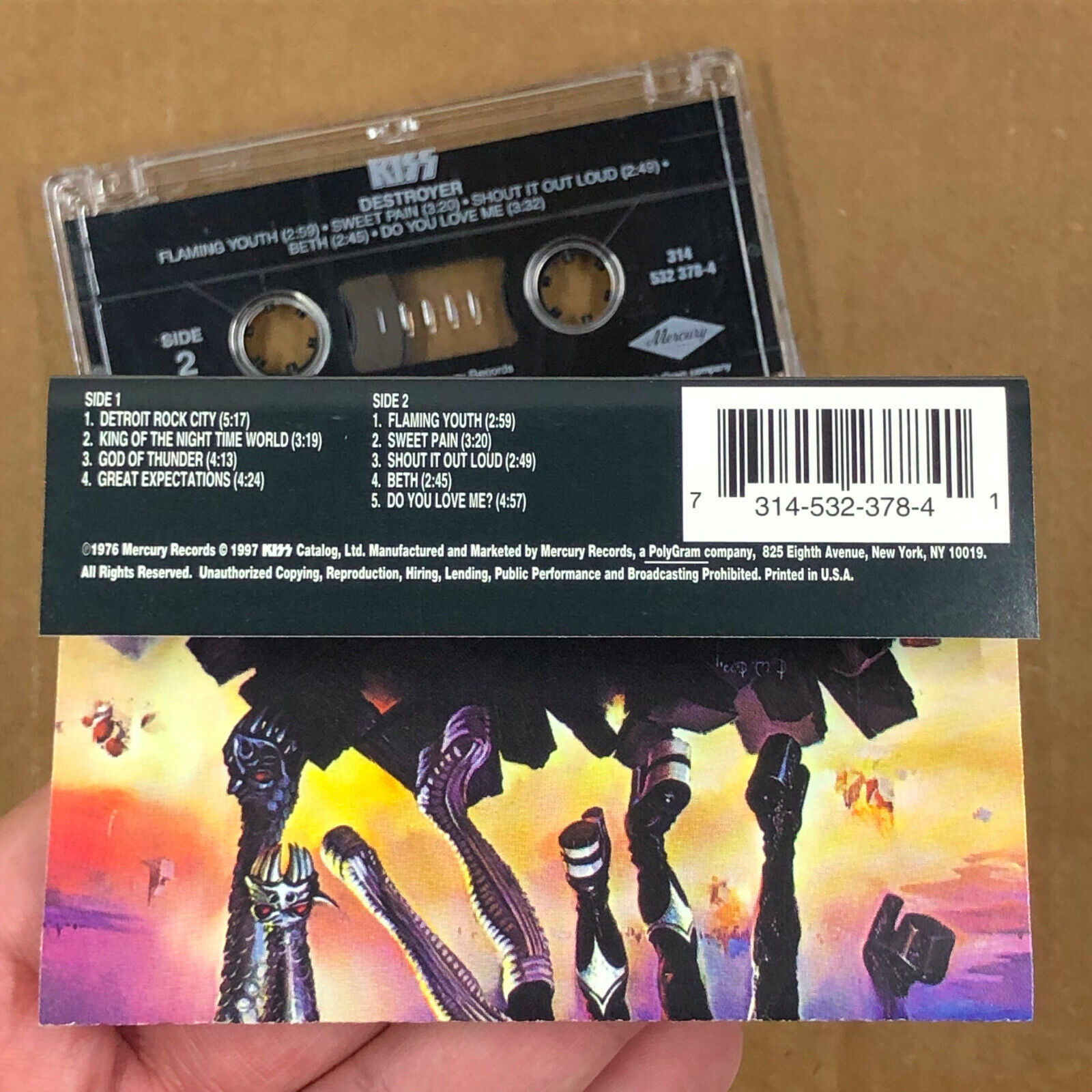 KISS Cassette Tape DESTROYER 1997 90s REISSUE REMASTERED Metal Glam Rare