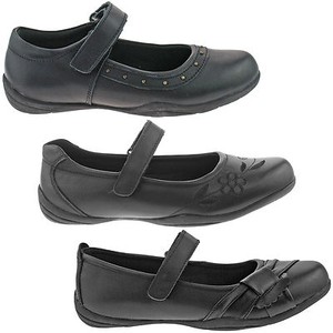 GIRLS-JUSTGOOD-BLACK-SCHOOL-SHOES-SIZE-10-7-KIDS-INFANTS-VELCRO ...