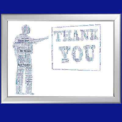 Personalised Word Art Male Teacher Shape great gift for the best
