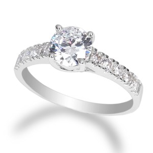 ... -14K-Rhodium-Plated-White-Gold-CZ-Fashion-Solitaire-Ring-Size-4-10