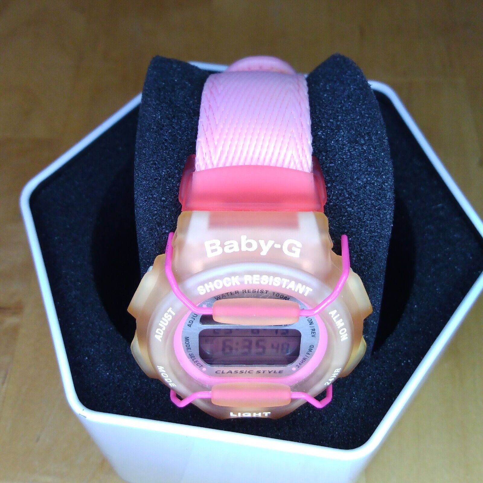 VINTAGE! Casio Baby-G Reef BG-160 Pink & White Jelly Women's Watch
