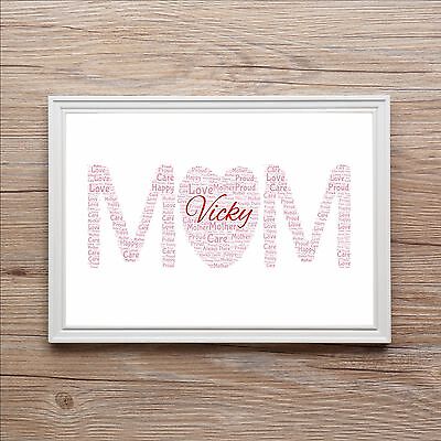 MOTHERS DAY LOVE MOM MUM PERSONALISED WORD ART PRINT GIFT BEST PRESENT