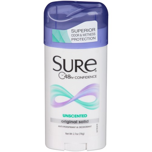 Sure Original Solid Anti-Perspirant & Deodorant Unscented 2.7 OZ -2018