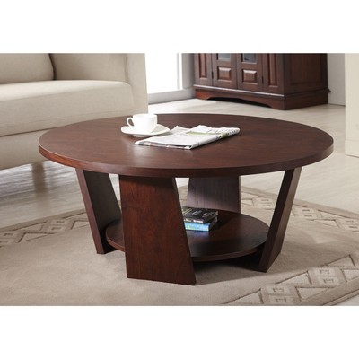 Furniture of America 'Amber' Round Vintage Walnut ...