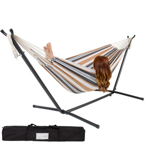 Double Hammock With Space Saving Steel Stand ...