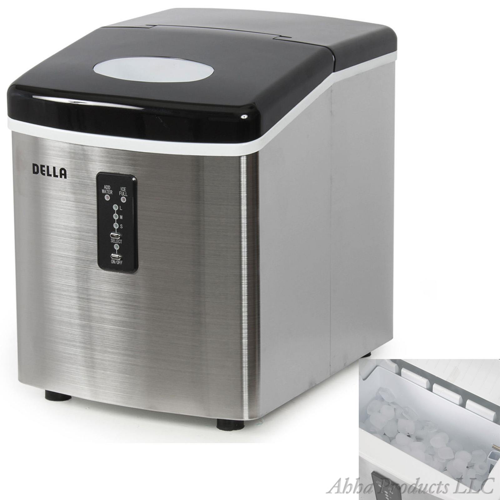 Portable Countertop Stainless Steel Ice Maker Cube Machine Bar Icebox ...
