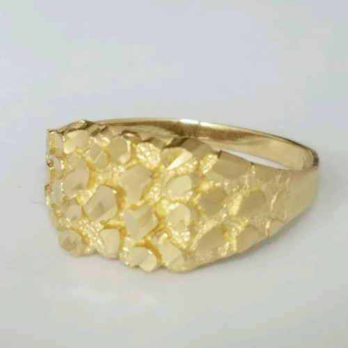 Pre-owned Handmade Men's 14k Yellow Gold Nugget Ring S 9 10 11 12 In White