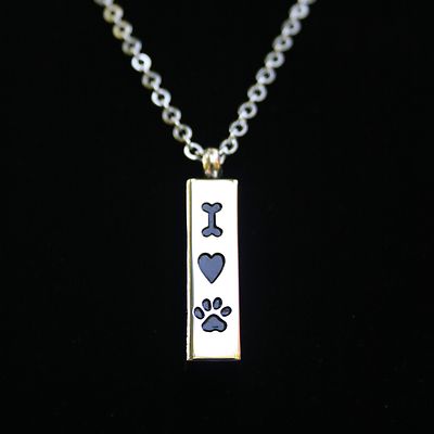 Silver Dog Bone Heart Paw Print Cremation ...
