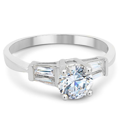 Pre-owned White Star Jewels 14k Solid White Gold Cz Cubic Zirconia Solitaire Engagement Ring 1.0 Ct. In White/colorless