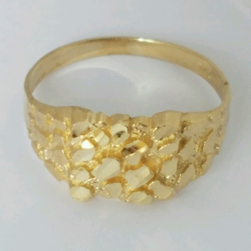 Pre-owned Handmade Men's 14k Yellow Gold Nugget Ring Size 8 8 10 11 In White