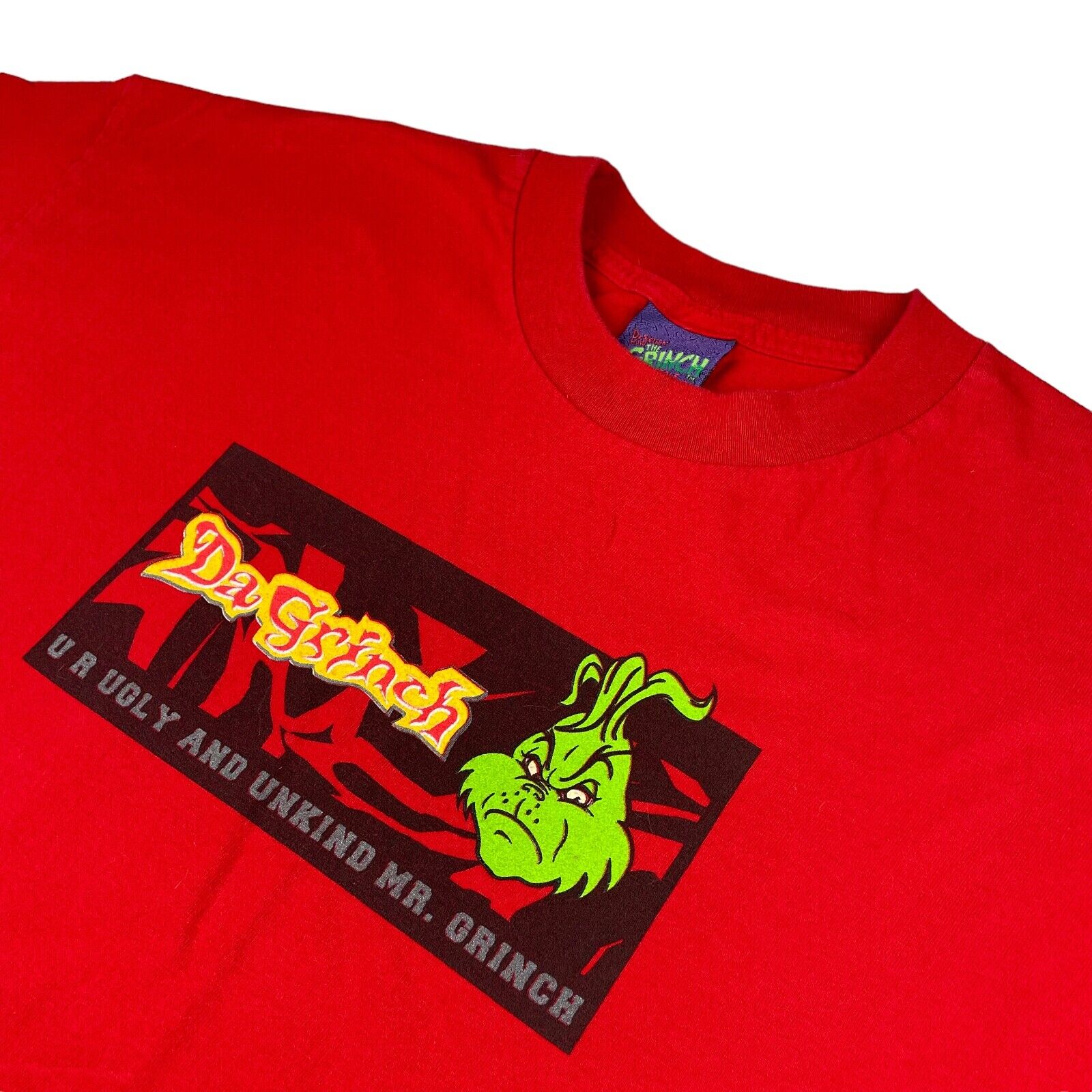 VTG 2000 DaGrinch Men's 100% Cotton Crewneck S/S T-Shirt Red  XL