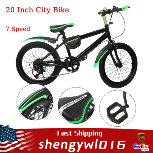 20 Inch Child City Bike 7 Speeds Kids Mountain Bike Double Disc Brake Bicycle 