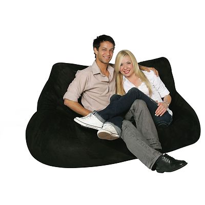 Bean Bag Factory Two Seater Black Velour ...