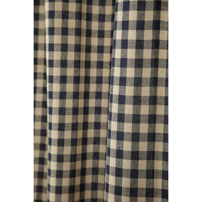 Curtains Ideas black and khaki curtains : Check Scalloped Short Panel Set Curtains Rustic Khaki Country ...