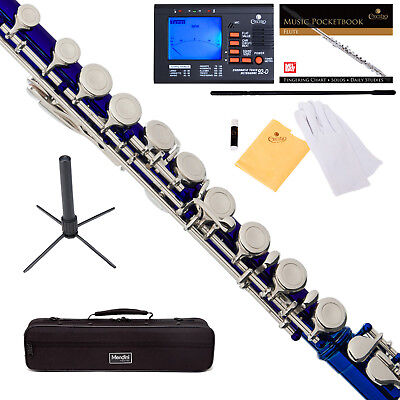 Color/Finish:Blue with Nickel Keys:Mendini C Flute w/ Spilt E+Stand, Tuner & Book-6 Colors