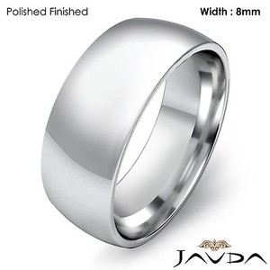 ... Light Plain Ring Men's Wedding High Polish Band 8mm Platinum 15.4gm