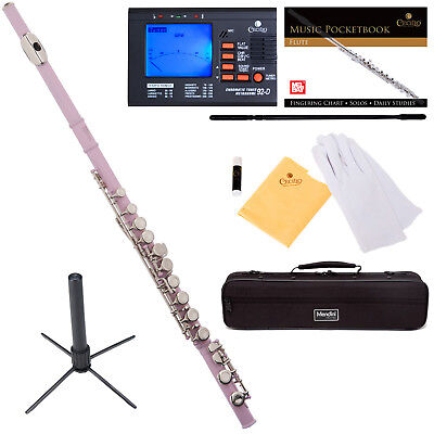 Color/Finish:Pink with Nickel Keys:Mendini C Flute ~Silver Gold Blue Green Pink Purple Red +Tuner+Stand+Carekit