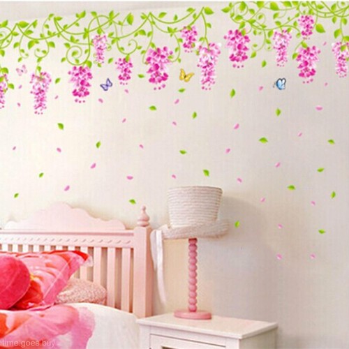 Wisteria Flower Pattern DIY Removable Room Wall ...