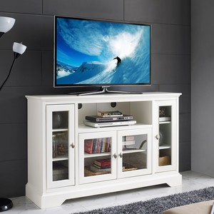 Details about 52 White Wood Highboy Style TV Stand